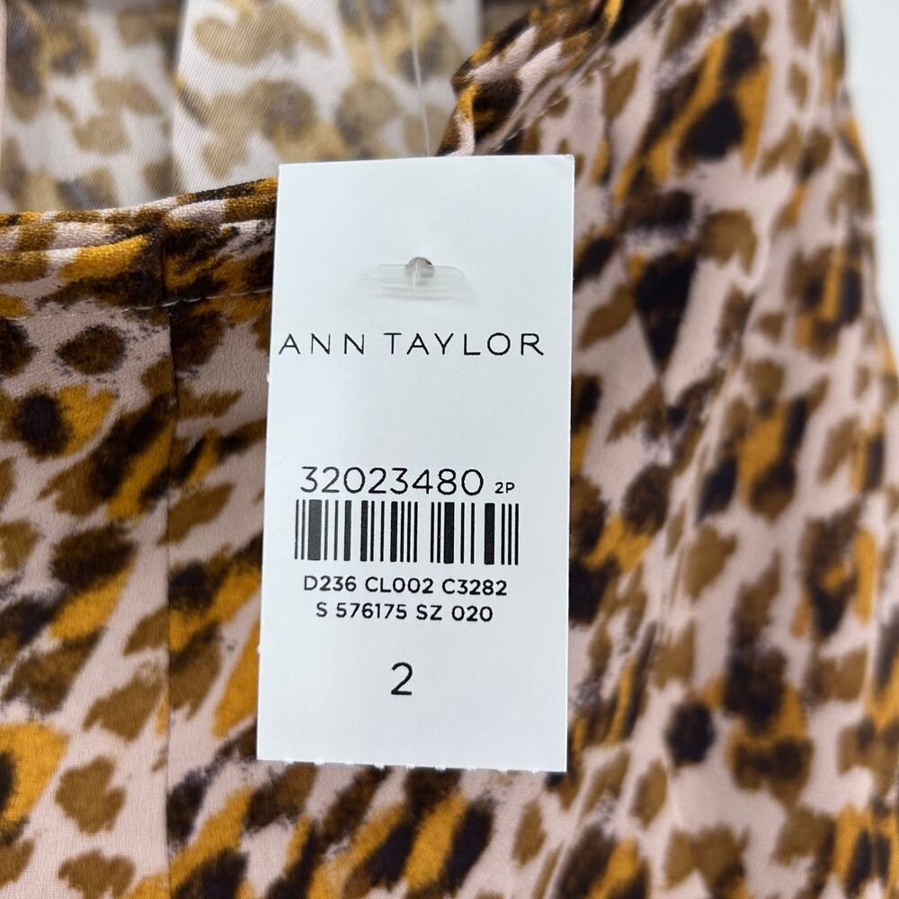 NWT Ann Taylor Leopard Print Pleated Maxi Skirt Size 2 Pink Brown Brushstroke - Picture 12 of 12